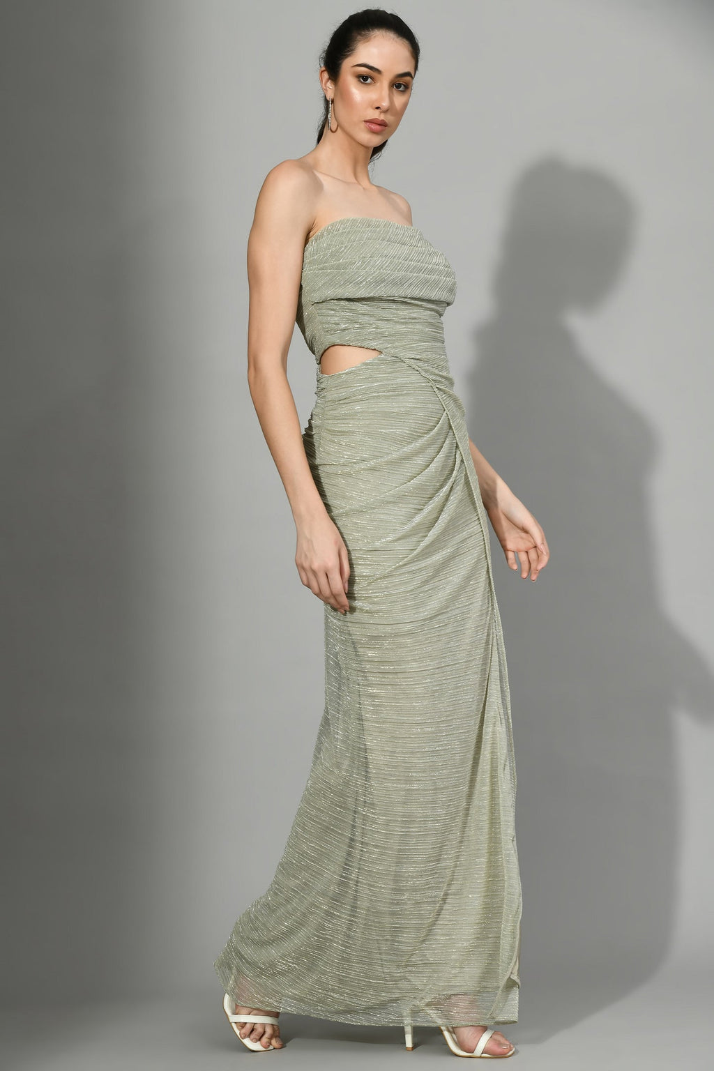 Amelia Sliver Mint Fancy Crepe Cocktail Dress For Women