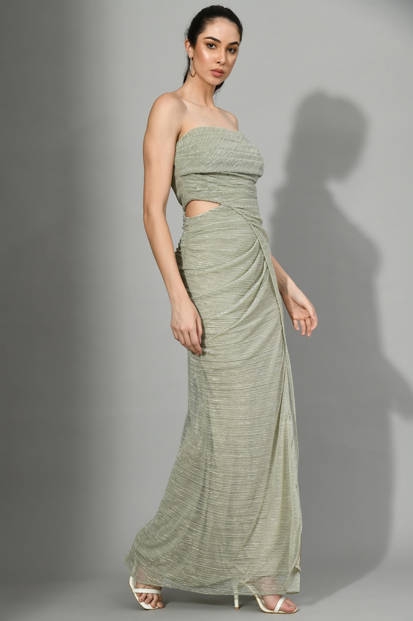 Amelia Sliver Mint Fancy Crepe Cocktail Dress For Women