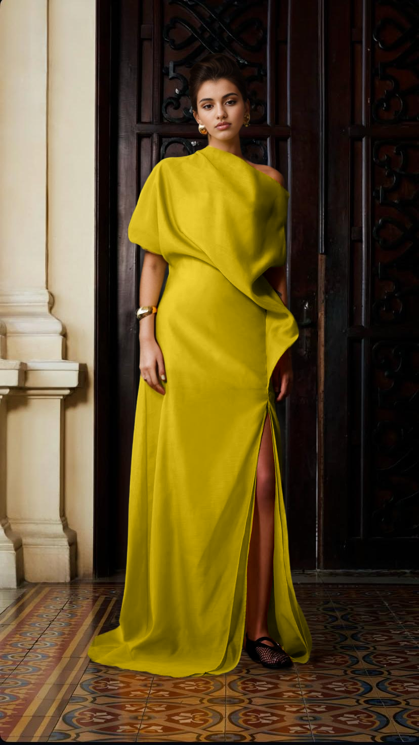 Soleil Drape Yellow Dress