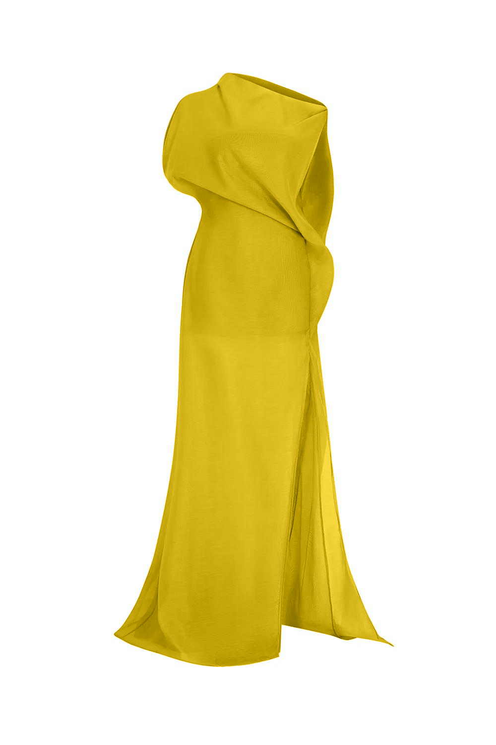 Soleil Drape Yellow Dress