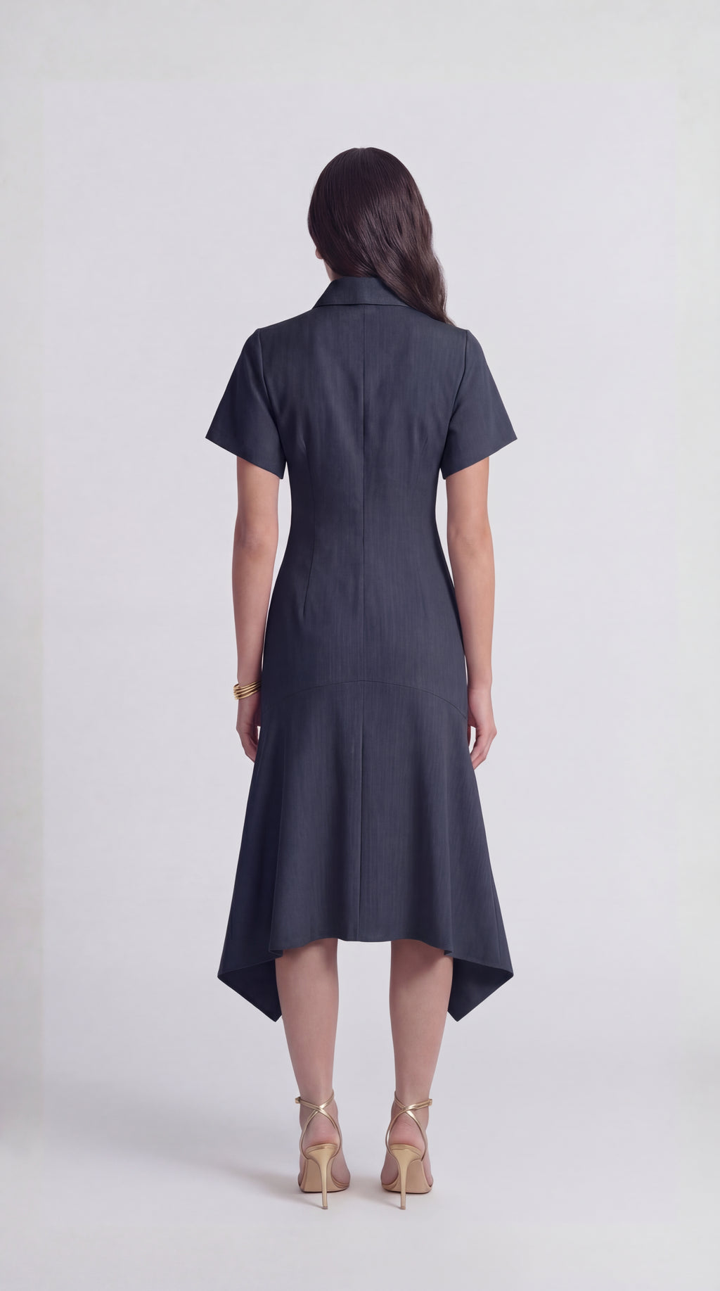 Reverse-Zip Grey Midi