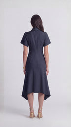 Reverse-Zip Grey Midi