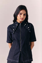 Etoile Corset Jacket With Noir Flare Pants