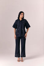Midnight Pearl Shirt with Noir Flare Pants