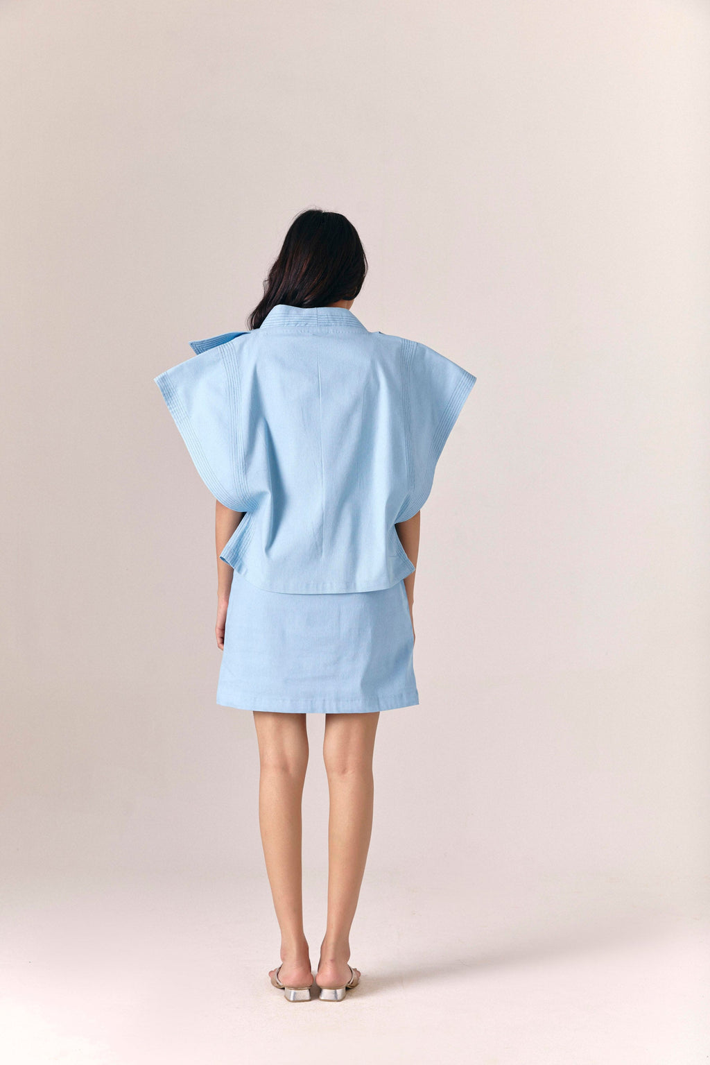 Blue Crest Jacket With Day Blue Dress
