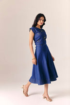 Gilded Denim Top With Flow Denim Skirt