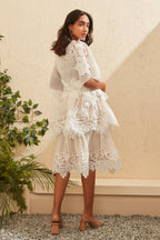 Scallop White Layered Top & Skirt Set