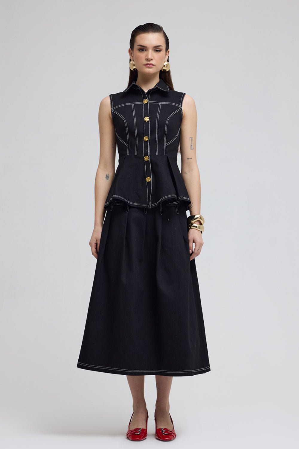 Seoul Black Denim Skirt Set