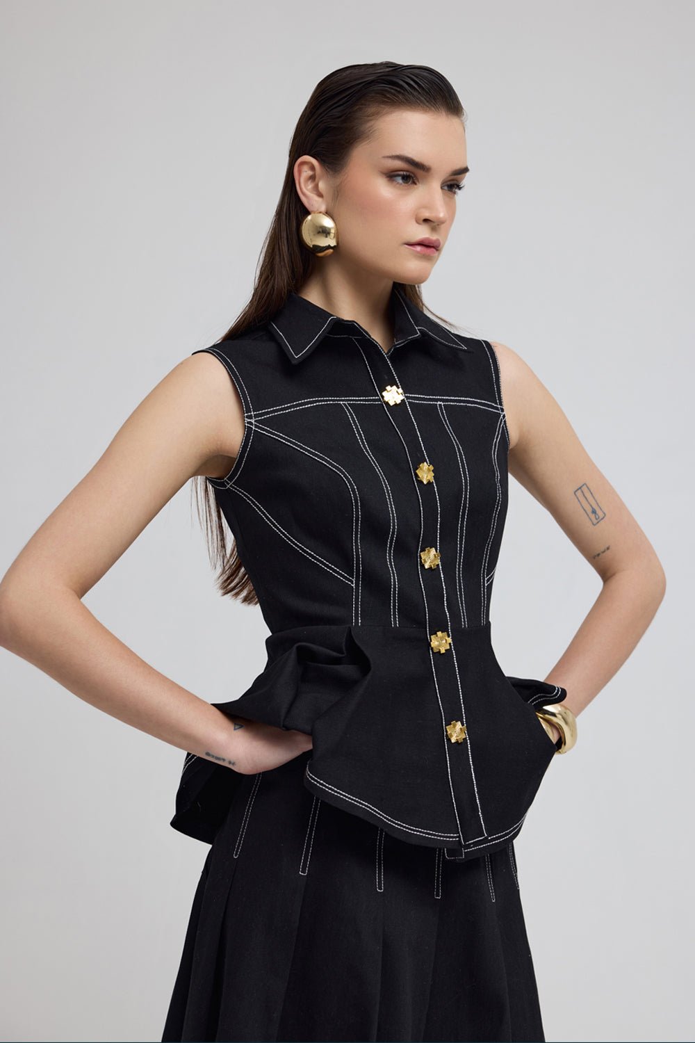 Seoul Black Denim Skirt Set