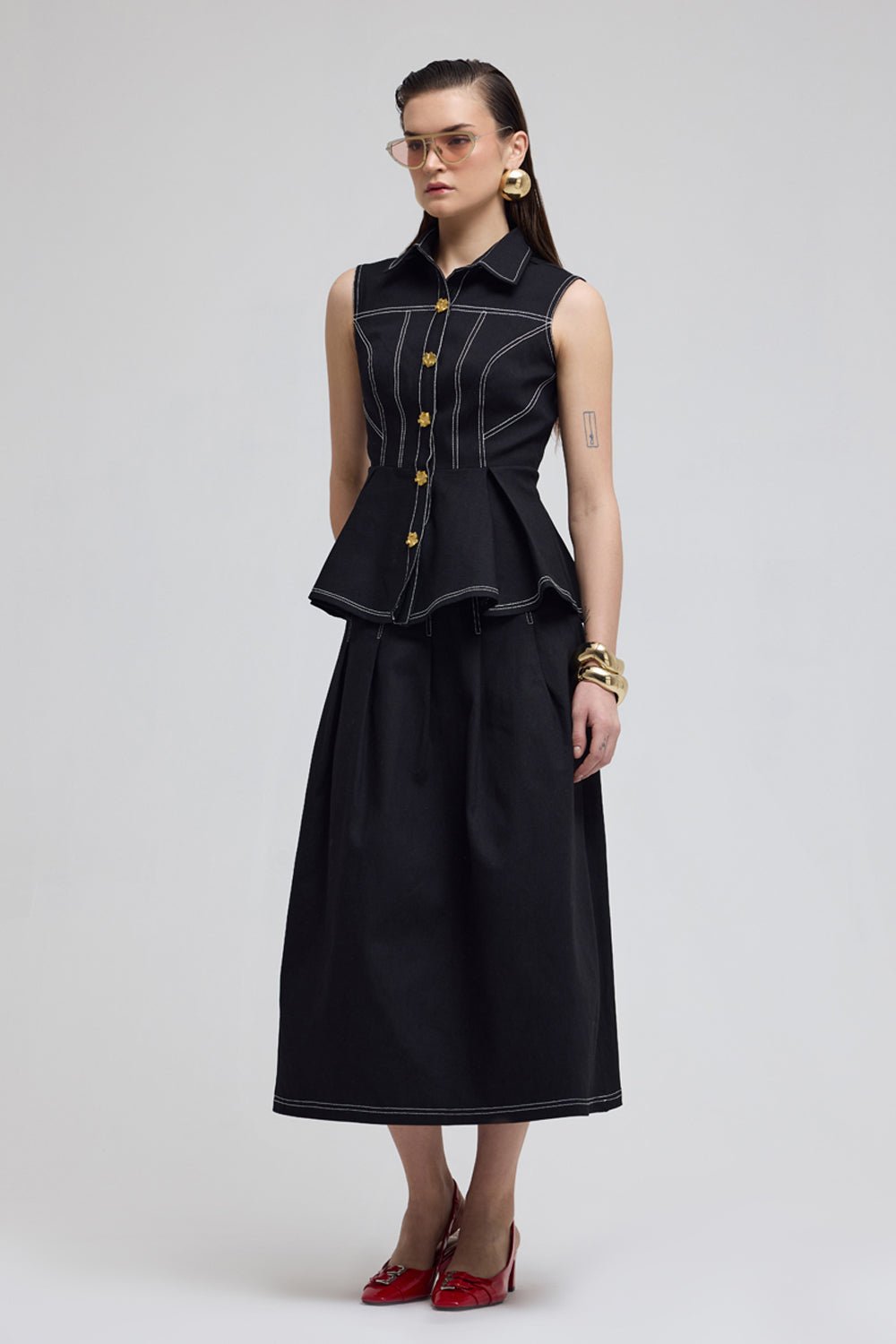 Seoul Black Denim Skirt Set