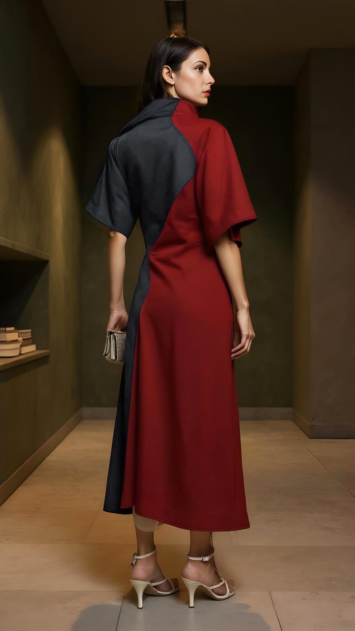 Colorblock Draped Midi