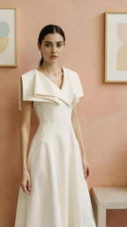 Origami Collar Midi (Ivory)