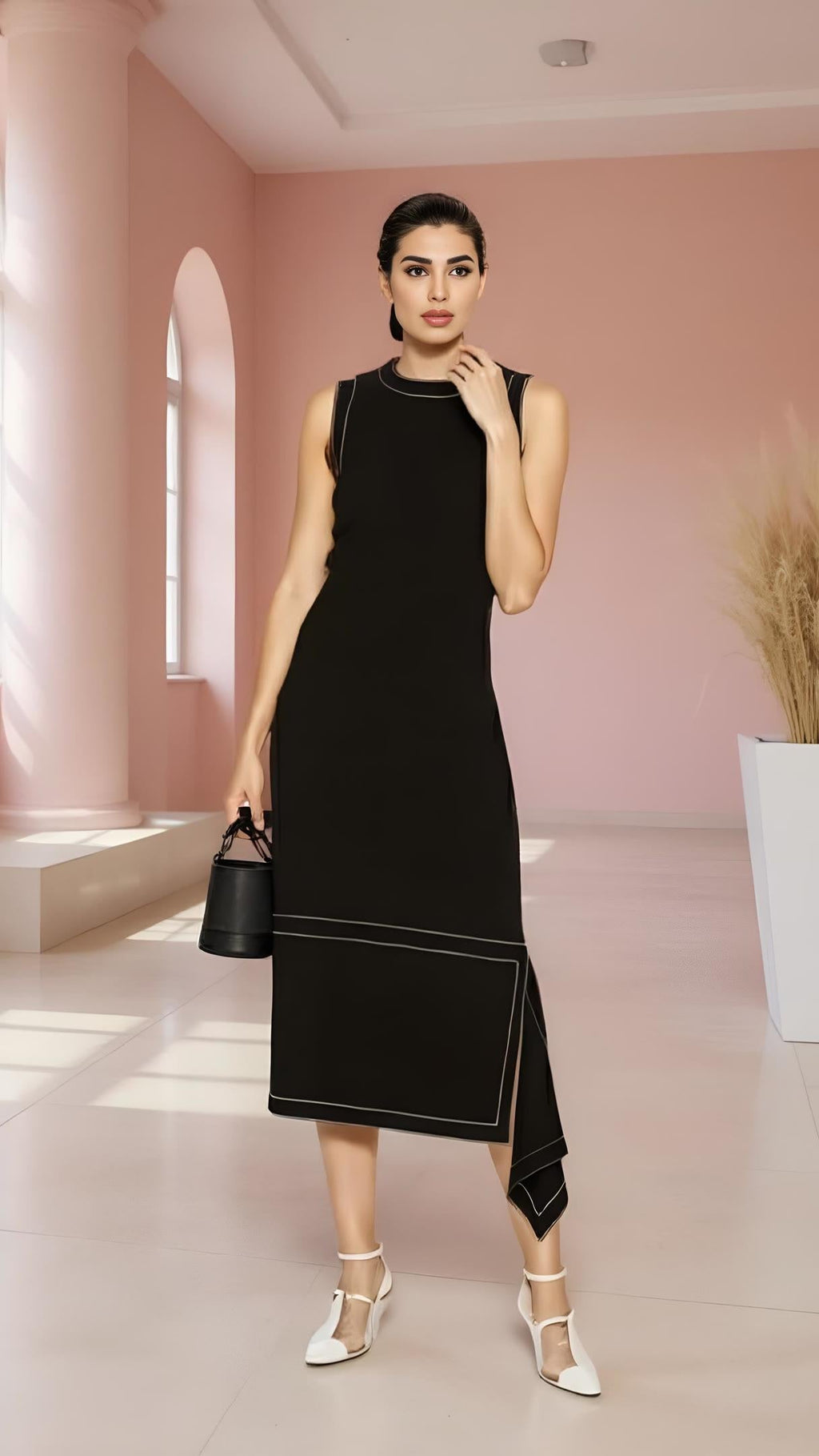 Edge-Stitch Asymmetric Midi