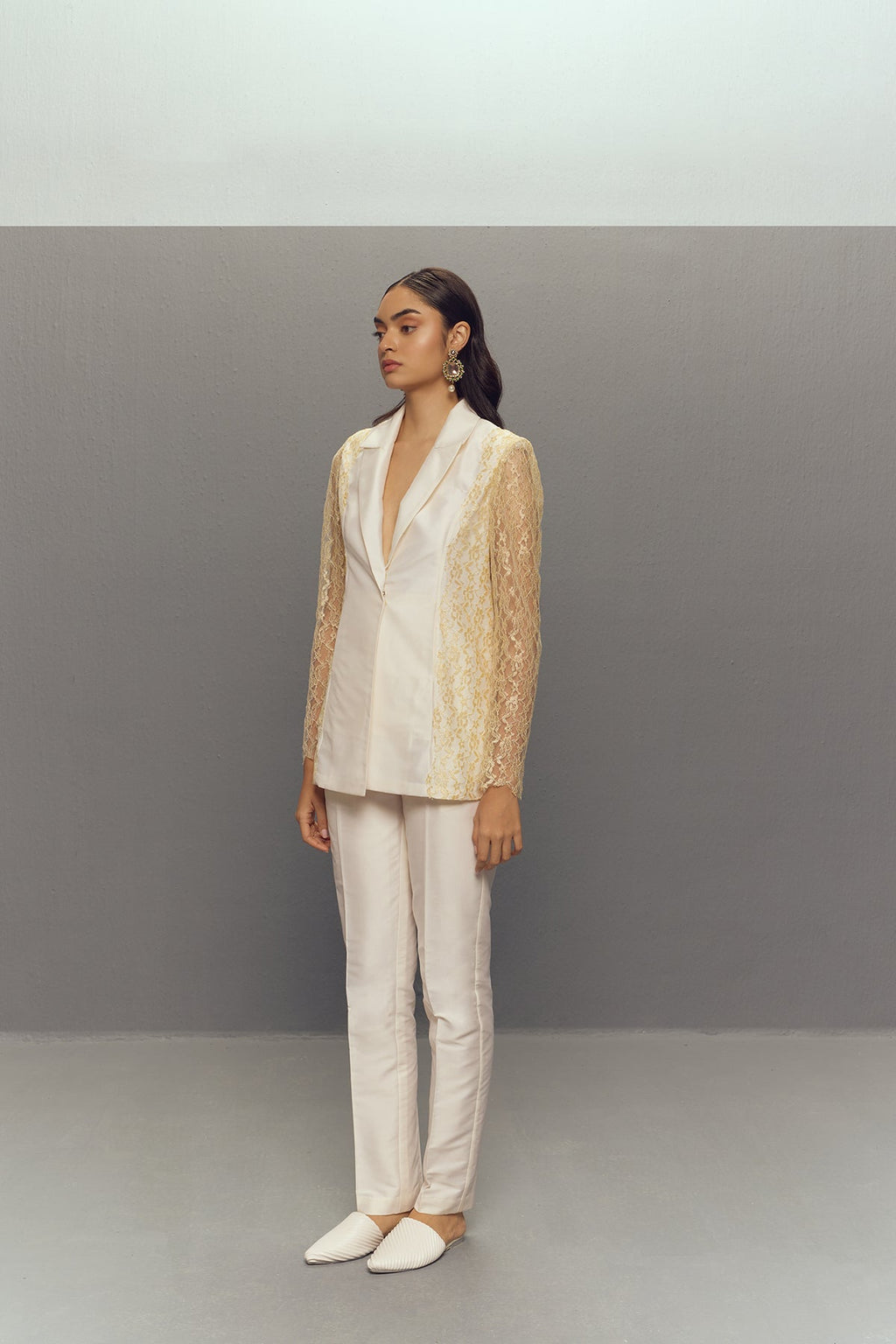 WHITE CHANTILLY LACE SUIT