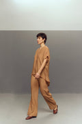 BEIGE CREPE LINEN CORD SET