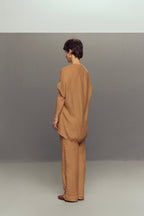 BEIGE CREPE LINEN CORD SET