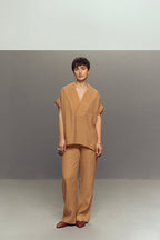 BEIGE CREPE LINEN CORD SET