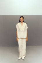 WHITE CREPE LINEN CORD SET